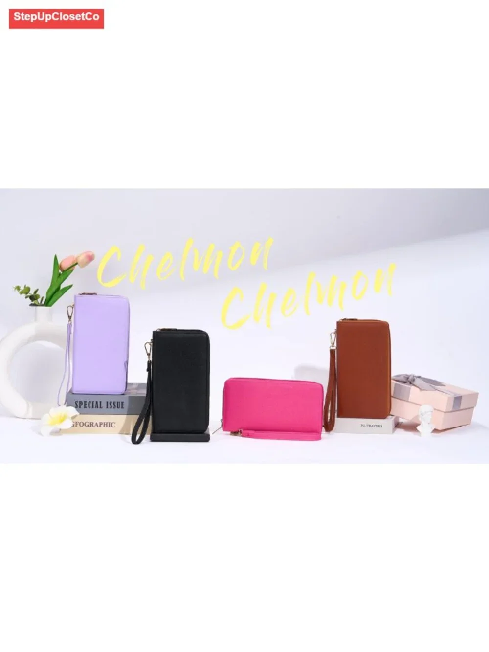 Women's Faux Leather Clutch Wallet with RFID Blocking, Removable Wristlet